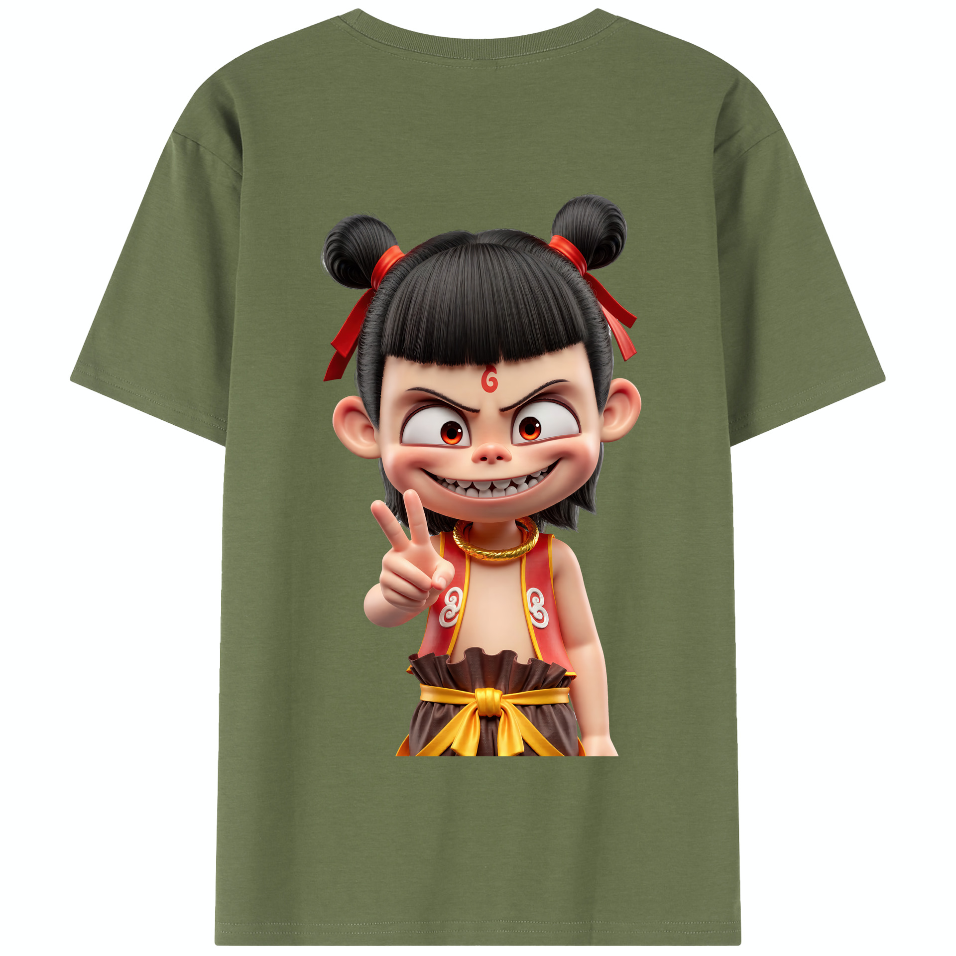 （画像用） Ne Zha 2 ナタ 魔童の大暴れ 綿100％半袖Tシャツ（背面プリント）